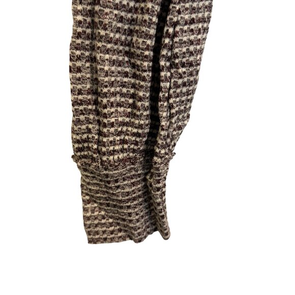 Free People Waffle Knit Cropped Sweater Womens Large Beige/Burgundy Long Sleeve - Picture 4 of 6